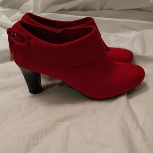 Coach And Four Red Suede Ankle Booties Size 8